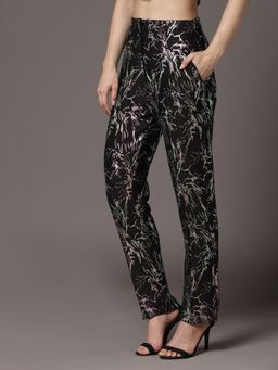 KASSUALLY - Black Foil Print Trouser
