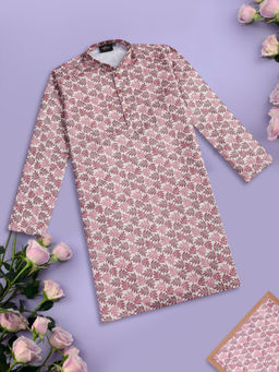 Sanwara - Stylish Printed Rust Kurta for Boys