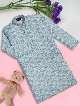 Sanwara - Stylish Printed Blue Kurta for Boys