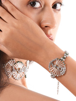 House of D'oro - Handcrafted Designer Elegant and Adjustable Fit Wisteria Bracelet Grey