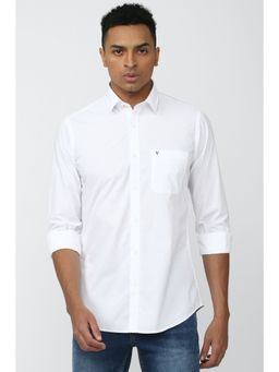 Van Heusen - Men White Slim Fit Solid Full Sleeves Casual Shirt