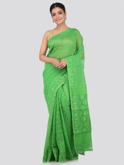 PinkLoom - Women's Soft Cotton Blend Jamdani Saree Without Blouse Piece