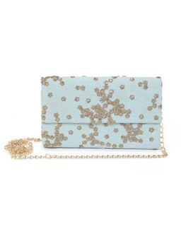 The Purple Sack - Blue Embroidered Clutch