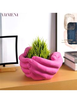 The Artment - Impressionist Hand of Hope Pink Color Resin Table Planters