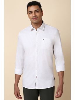 Allen Solly - Men White Custom Fit Printed Full Sleeves Casual Shirt