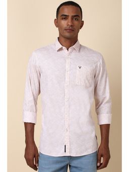 Allen Solly - Men Pink Custom Fit Printed Full Sleeves Casual Shirt
