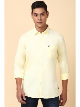 Allen Solly - Men Yellow Custom Fit Solid Full Sleeves Casual Shirt