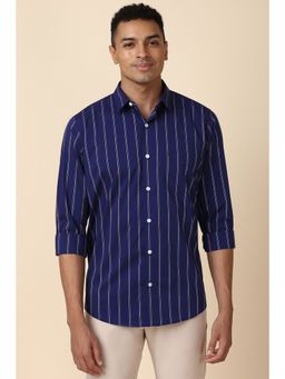 Allen Solly - Men Navy Slim Stripe Full Sleeves Casual Shirt