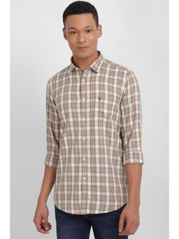 Allen Solly - Men Brown Slim Fit Checks Full Sleeves Casual Shirt