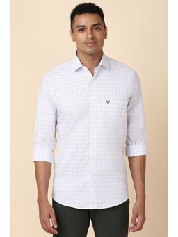 Allen Solly - Men White Slim Fit Checks Full Sleeves Casual Shirt