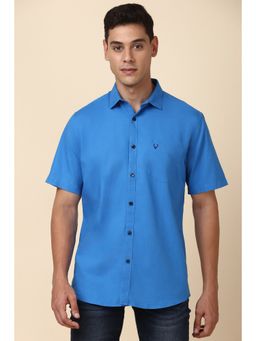 Allen Solly - Men Blue Slim Fit Solid Half Sleeves Casual Shirt