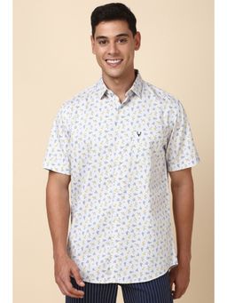 Allen Solly - Men Grey Slim Fit Printed Half Sleeves Casual Shirt