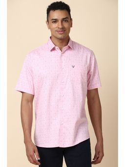Allen Solly - Men Pink Slim Fit Printed Half Sleeves Casual Shirt