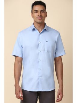 Allen Solly - Men Blue Slim Solid Half Sleeves Casual Shirt