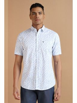 Allen Solly - Men White Slim Fit Printed Half Sleeves Casual Shirt