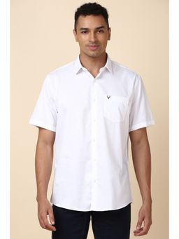 Allen Solly - Men White Slim Fit Solid Half Sleeves Casual Shirt
