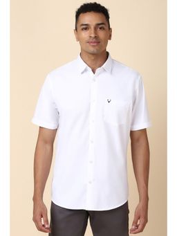 Allen Solly - Men White Slim Fit Solid Half Sleeves Casual Shirt