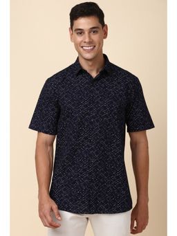 Allen Solly - Men Navy Slim Fit Printed Half Sleeves Casual Shirt