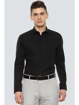 Louis Philippe - Men Black Classic Fit Solid Full Sleeves Formal Shirt