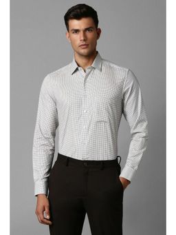 Louis Philippe - Men Grey Slim Fit Checks Full Sleeves Formal Shirt