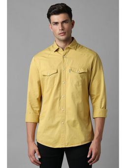 Louis Philippe - Men Yellow Slim Fit Solid Full Sleeves Casual Shirt