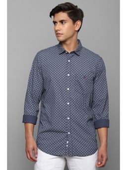 Louis Philippe - Men Blue Super Slim Fit Printed Full Sleeves Casual Shirt