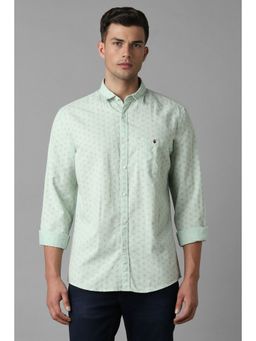 Louis Philippe - Men Green Slim Fit Printed Full Sleeves Casual Shirt