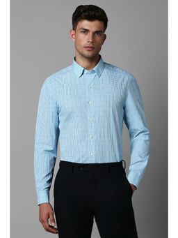 Louis Philippe - Men Blue Slim Fit Checks Full Sleeves Formal Shirt