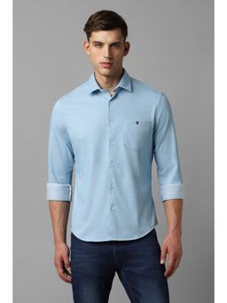 Louis Philippe - Men Blue Smart Fit Textured Full Sleeves Casual Shirt