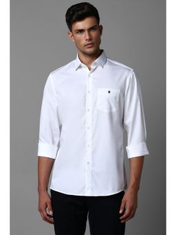 Louis Philippe - Men White Slim Fit Solid Full Sleeves Casual Shirt