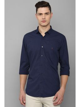 Louis Philippe - Men Navy Slim Fit Dots Full Sleeves Casual Shirt