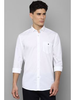 Louis Philippe - Men White Slim Fit Solid Full Sleeves Casual Shirt