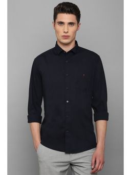 Louis Philippe - Men Navy Slim Fit Solid Full Sleeves Casual Shirt