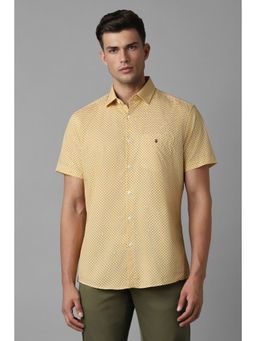 Louis Philippe - Men Yellow Slim Fit Printed Half Sleeves Casual Shirt