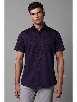 Louis Philippe - Men Navy Slim Fit Printed Half Sleeves Casual Shirt