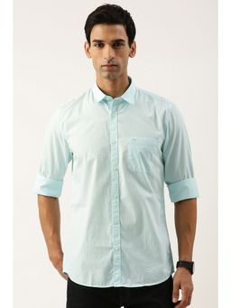 Peter England - Men Blue Slim Fit Solid Full Sleeves Casual Shirt