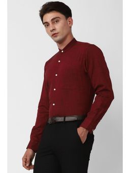 Peter England - Men Maroon Slim Fit Full Sleeves Formal Shirt