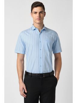 Peter England - Men Blue Regular Fit Half Sleeves Formal Shirt