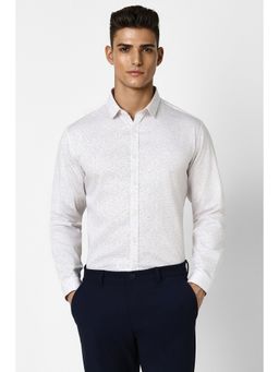 Van Heusen - Men White Slim Fit Printed Full Sleeves Formal Shirt
