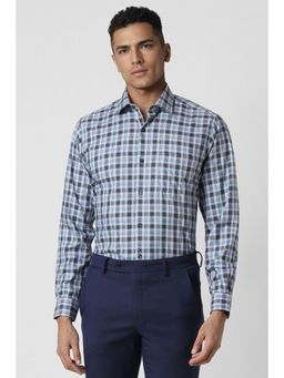 Van Heusen - Men Blue Regular Fit Checks Full Sleeves Formal Shirt