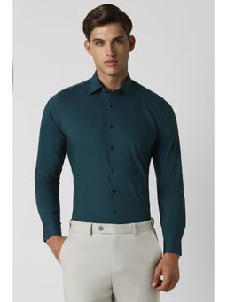 Van Heusen - Men Green Slim Fit Solid Full Sleeves Formal Shirt