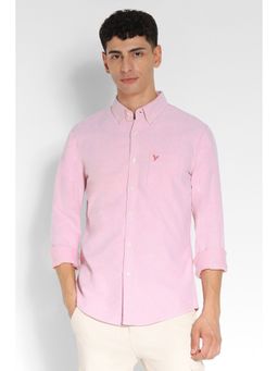 American Eagle - Men Pink Slim Fit Solid Oxford Button-Up Casual Shirt