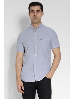 American Eagle - Men Grey Short-Sleeve Everyday Oxford Button-Up Casual Shirt