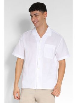 American Eagle - Men White Waffle Button-Up Poolside Casual Shirt
