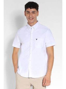 American Eagle - Men White Half-Sleeve Everyday Oxford Button-Up Casual Shirt