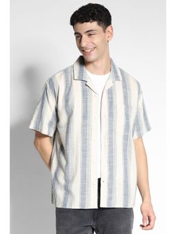 American Eagle - Men Beige Striped Button-Up Poolside Casual Shirt