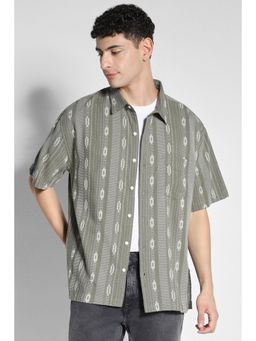 American Eagle - Men Green Button-Up Poolside Casual Shirt