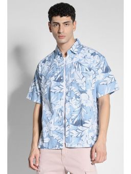American Eagle - Men Blue Floral Button-Up Poolside Casual Shirt