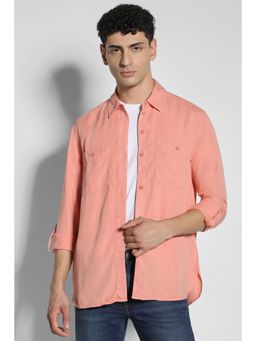 American Eagle - Men Peach Full-Sleeve Button-Up Casual Shirt
