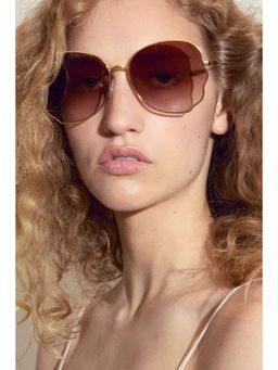H&M - Women Gold Wavy-detail sunglasses